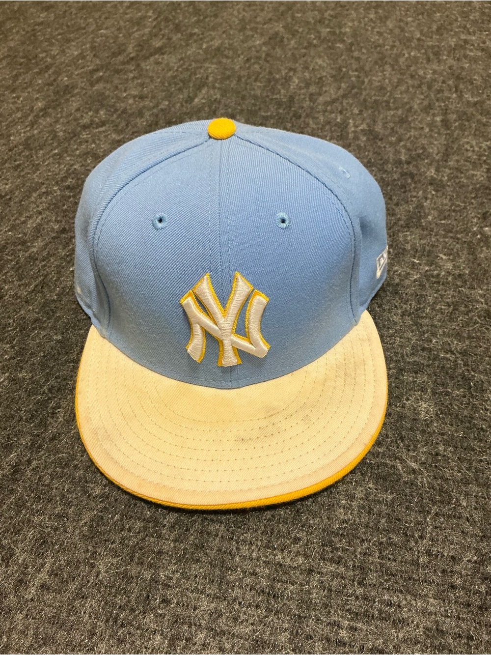 New Era Kids NY Baseball Cap in Light Blue, Cream & Yellow